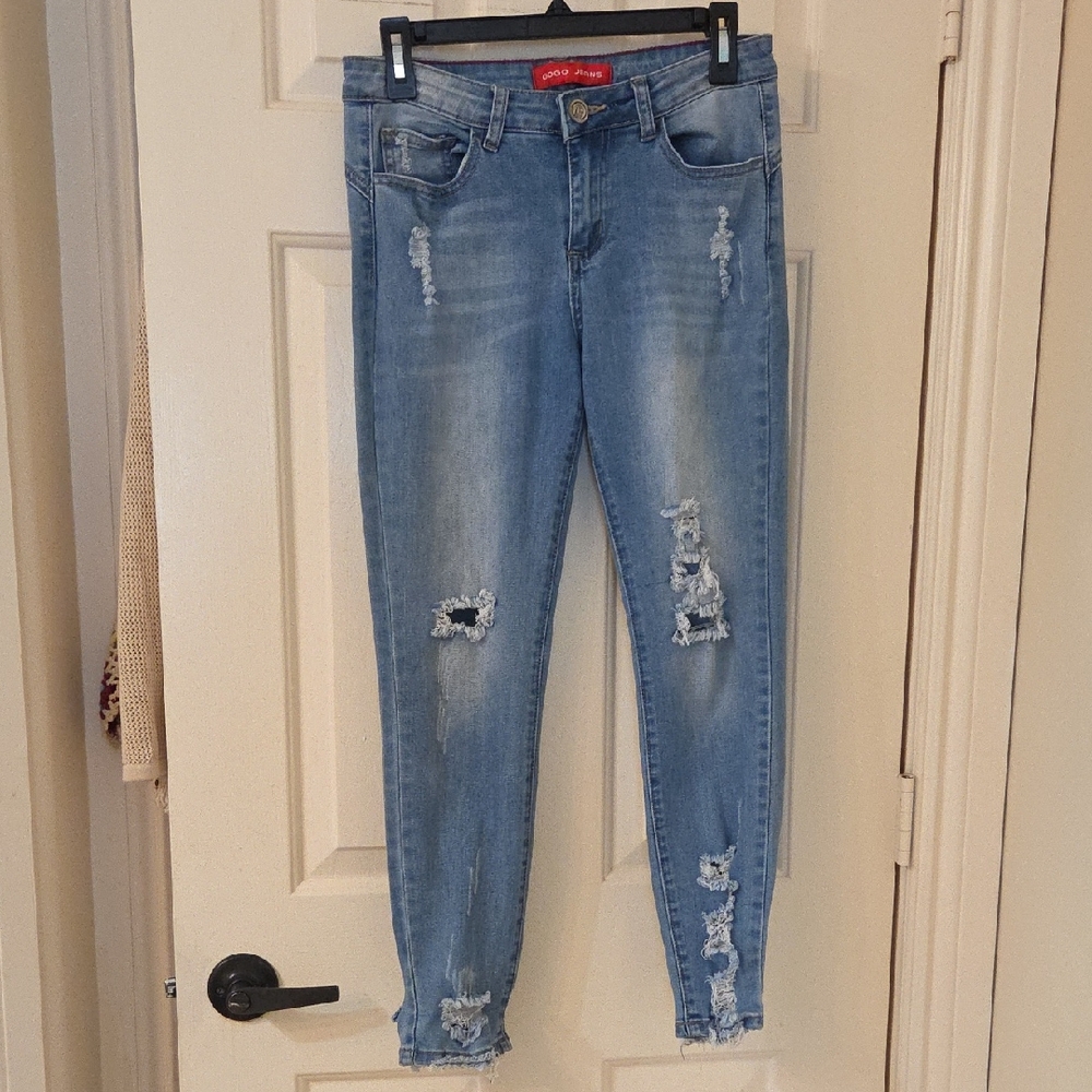 GOGO Light Blue Distressed Skinny Jeans